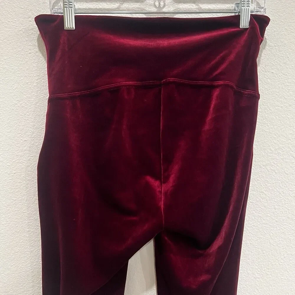 Spanx Womens Leggings Velvet High Waist Ankle Rich Burgundy Red Size Xl Holidays - Picture 7 of 11